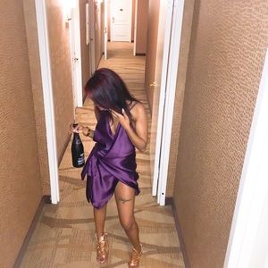 Purple wrap dress